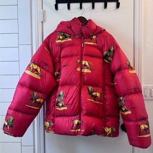 Supreme featherweight down jacket. Red lion.